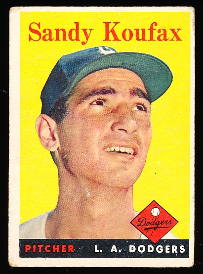 1958 Topps Baseball- #187 Sandy Koufax, Dodgers