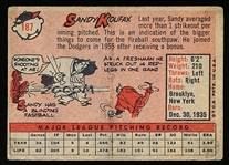 1958 Topps Baseball- #187 Sandy Koufax, Dodgers