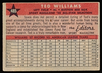 1958 Topps Baseball- #485 Ted Williams All Star