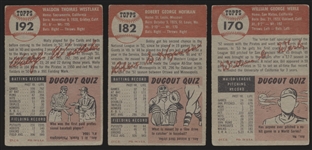 1953 Topps Baseball- 3 Diff