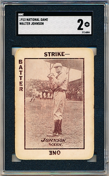 1913 WG5 National Game Baseball- Walter Johnson, Washington- SGC 2 (Good)