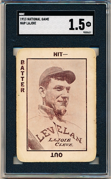 1913 WG5 National Game Baseball- Nap Lajoie, Cleve- SGC 1.5 (Fair)