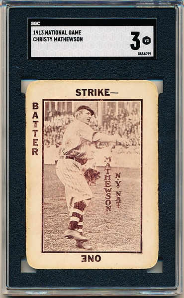 1913 WG5 National Game Baseball- Christy Mathewson, Giants- SGC 3 (Vg)