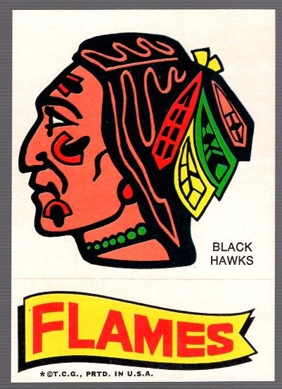 1973-74 Topps Hockey Stickers- Black Hawks/ Flames- 4 Stickers