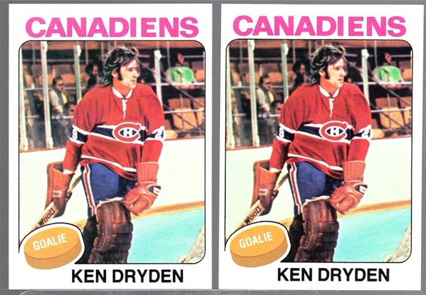 1975-76 Topps Hockey- #35 Ken Dryden, Canadiens- 2 Cards