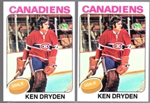 1975-76 Topps Hockey- #35 Ken Dryden, Canadiens- 2 Cards