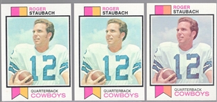 1973 Topps Fb- #475 Roger Staubach, Cowboys- 3 Cards