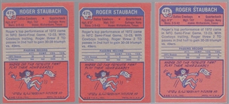1973 Topps Fb- #475 Roger Staubach, Cowboys- 3 Cards