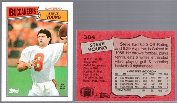 1987 Topps Ftbl. #384 Steve Young- 8 Cards