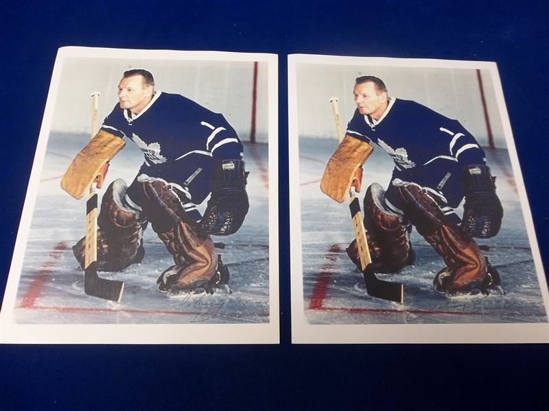 Autographed Johnny Bower 8-1/2" x 11" Maple Leafs Color Copier Paper Pictures- 2 Pictures