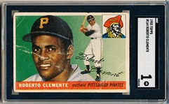 1955 Topps Baseball- #164 Roberto Clemente RC, Pirates- SGC 1 (Poor)