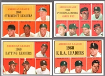 1961 Topps Baseball- 4 Diff AL Leaders