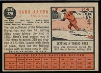 1962 Topps Baseball- #320 Hank Aaron, Braves