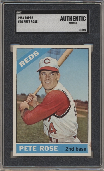 1966 Topps Baseball- #30 Pete Rose, Reds- SGC Authentic (Altered)