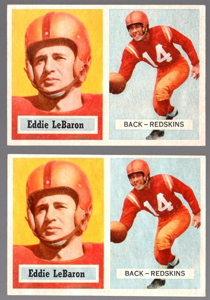 1957 Topps Football- #1 Eddie Lebaron, Redskins- 2 Cards