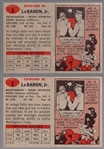 1957 Topps Football- #1 Eddie Lebaron, Redskins- 2 Cards