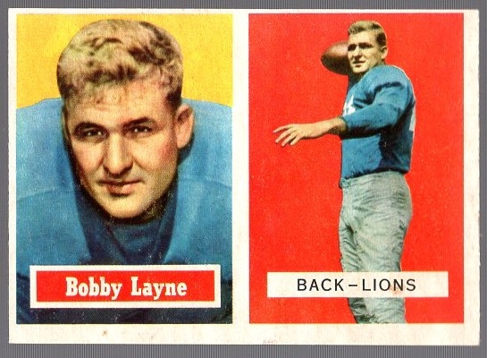 1957 Topps Football- #32 Bobby Layne, Lions