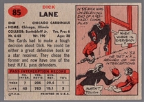 1957 Topps Football- #85 Dick Lane RC, Cardinals