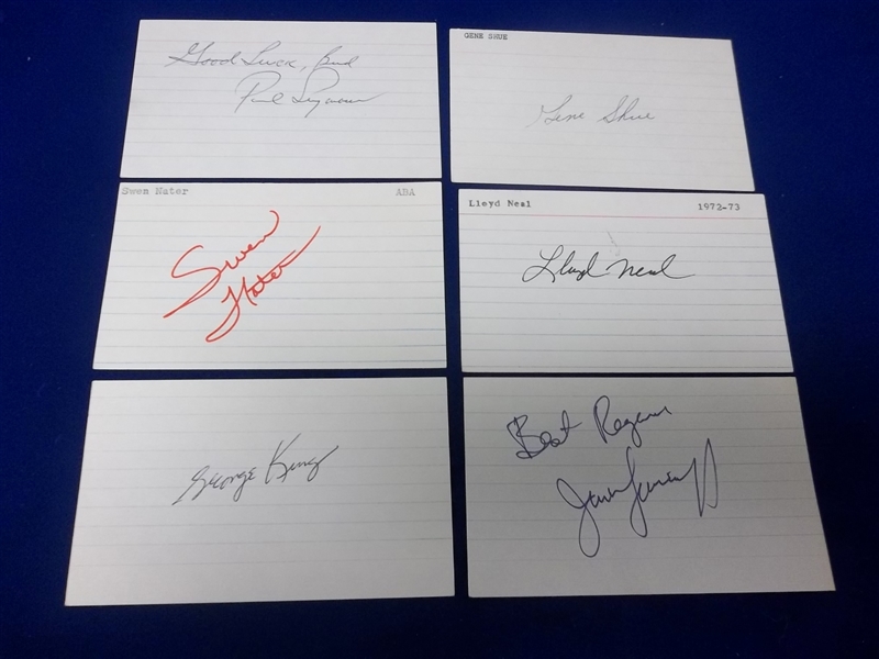 Autographed Basketball Player 3x5" Cards- 6 Diff.