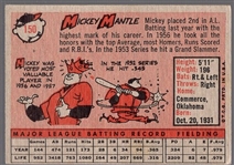 1958 Topps Baseball- #150 Mickey Mantle, Yankees
