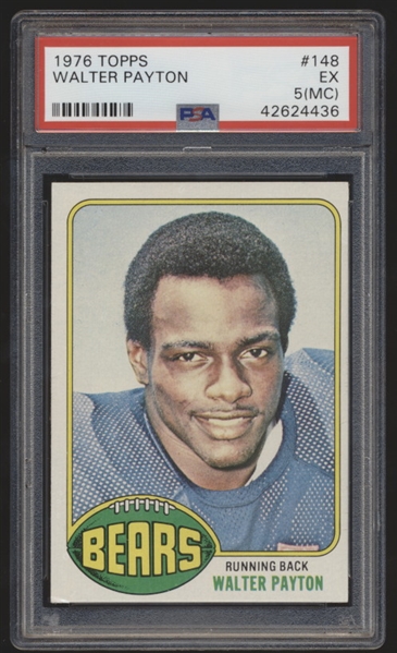1976 Topps Football- #148 Walter Payton RC, Bears- PSA 5 Ex (MC)