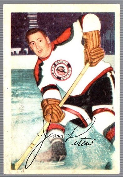 1953-54 Parkhurst Hockey- #69 Jim Peters, Black Hawks