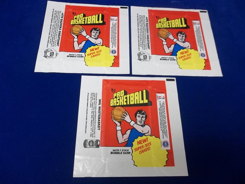 1976-77 Topps Basketball Wrappers- 3 Wrappers
