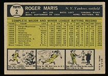 1961 Topps Baseball- #2 Roger Maris, Yankees