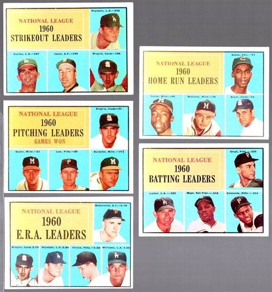 1961 Topps Bb- 5 Diff NL Leaders