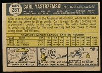 1961 Topps Baseball- #287 Carl Yastrzemski, Red Sox