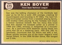 1961 Topps Baseball- #573 Ken Boyer All Star- Hi#