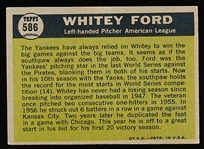 1961 Topps Baseball- #586 Whitey Ford All Star- Hi# 