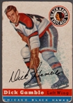 1954-55 Topps Hockey- #1 Dick Gamble, Black Hawks