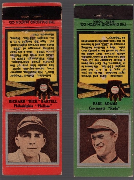 1934 Diamond Match- Baseball “Silver Border" Match Covers- 2 Diff