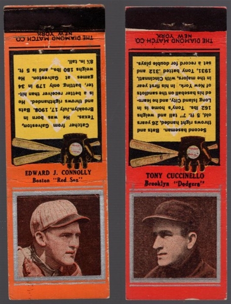 1934 Diamond Match- Baseball “Silver Border" Match Covers- 2 Diff
