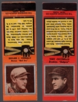 1934 Diamond Match- Baseball “Silver Border" Match Covers- 2 Diff