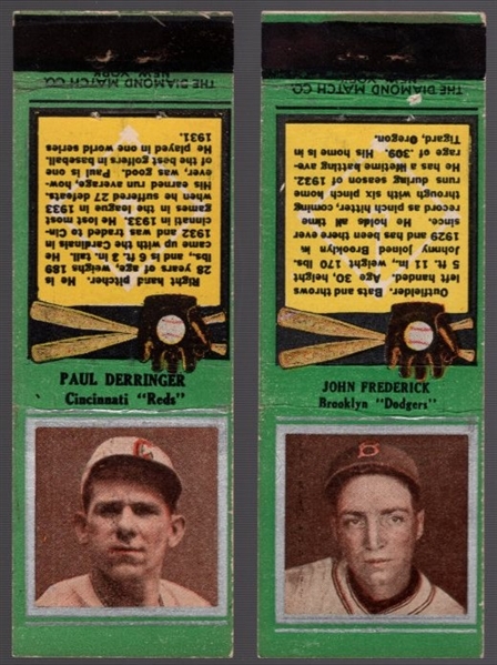 1934 Diamond Match- Baseball “Silver Border" Match Covers- 2 Diff