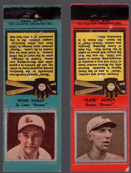 1934 Diamond Match- Baseball “Silver Border" Match Covers- 2 Diff