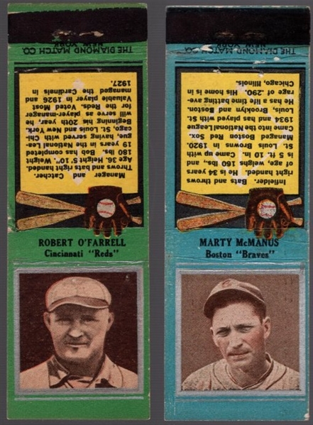1934 Diamond Match- Baseball “Silver Border" Match Covers- 2 Diff